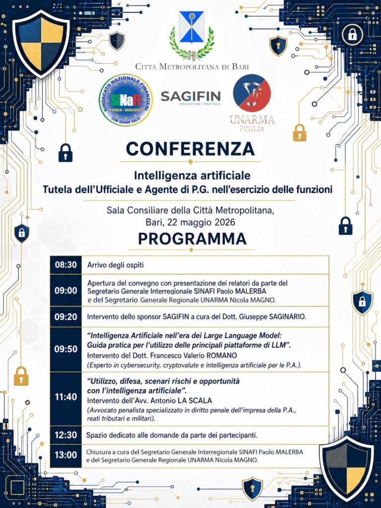 IA E TUTELA DELL'UFFICIALE E AGENTE DI PG EVENTO